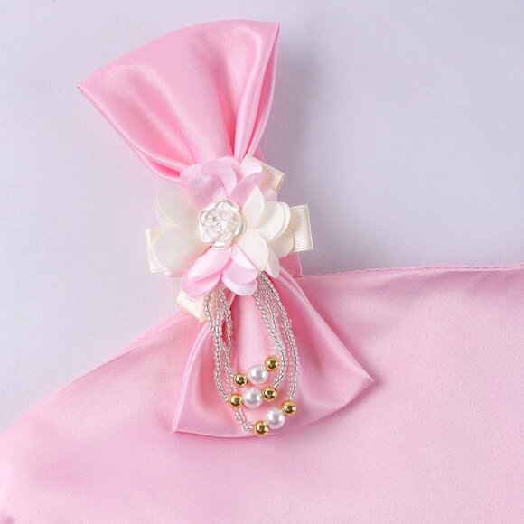 🆕Girls Pink Cotton Blend Flower Dress Sleeveless Off-Shoulder Beaded Bow 2-10Y - Picture 5 of 9